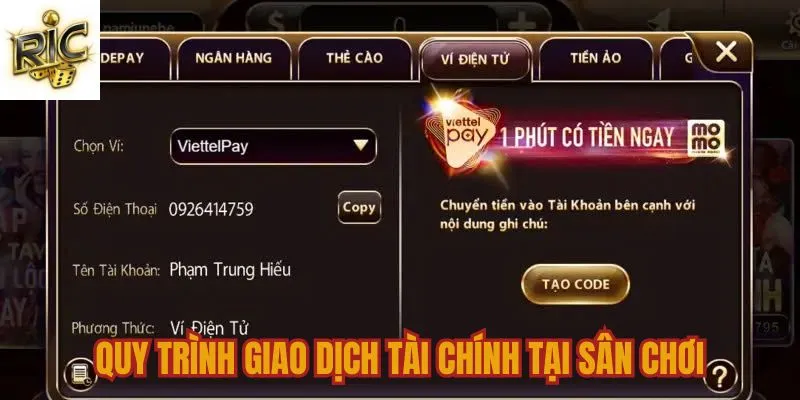 Quy trình giao dịch tài chính tại sân chơi